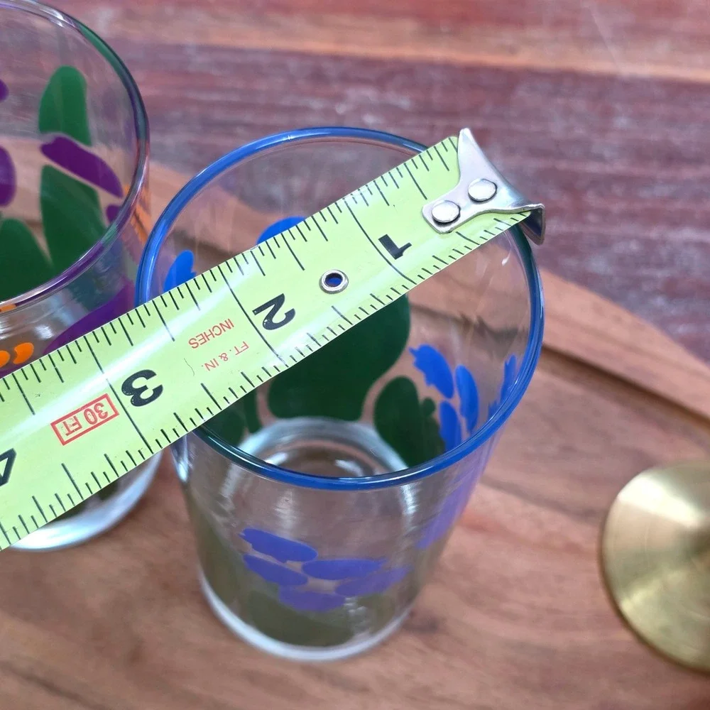 Vintage 1983 Nina Greenhouse Collection Floral Glasses Set of 2 Iris Bluebells